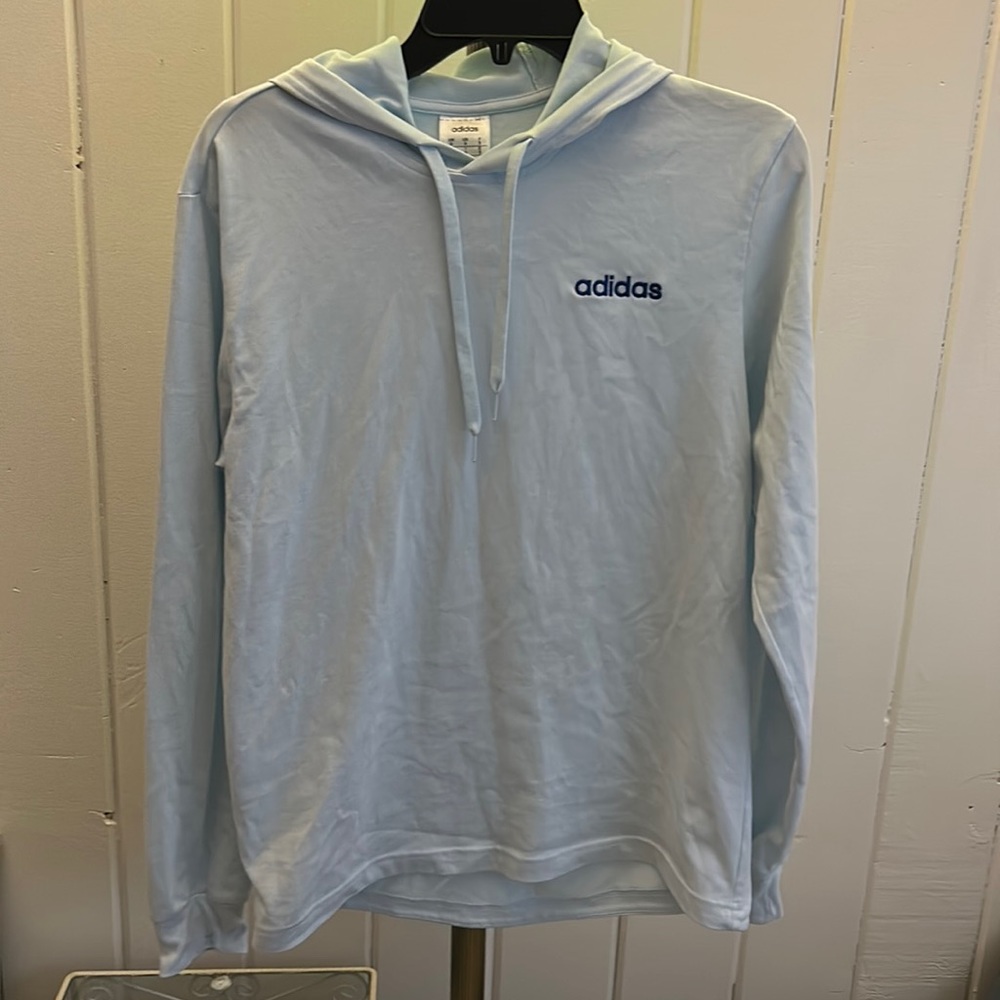 Adidas men’s small lightweight hoodie .Light blue